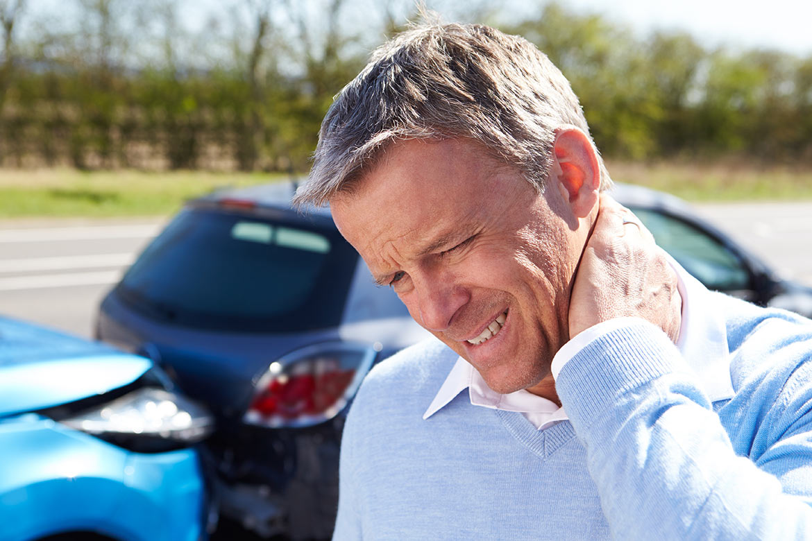 Man with neck pain after car accident