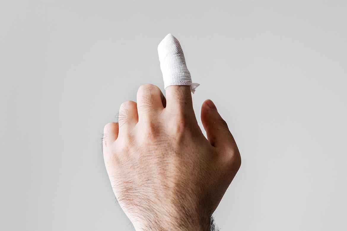 Man with an injured finger
