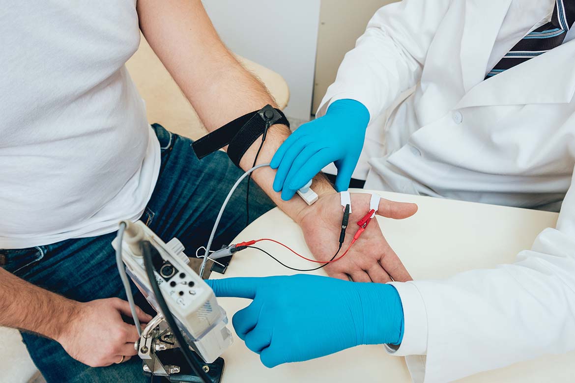 Man receiving Electrodiagnostic testing