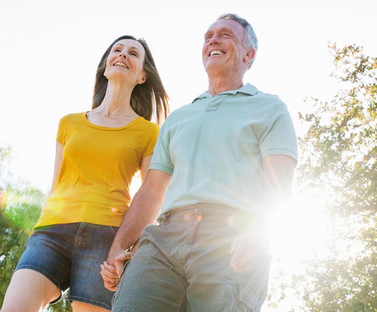 Senior couple enjoying the sunshine