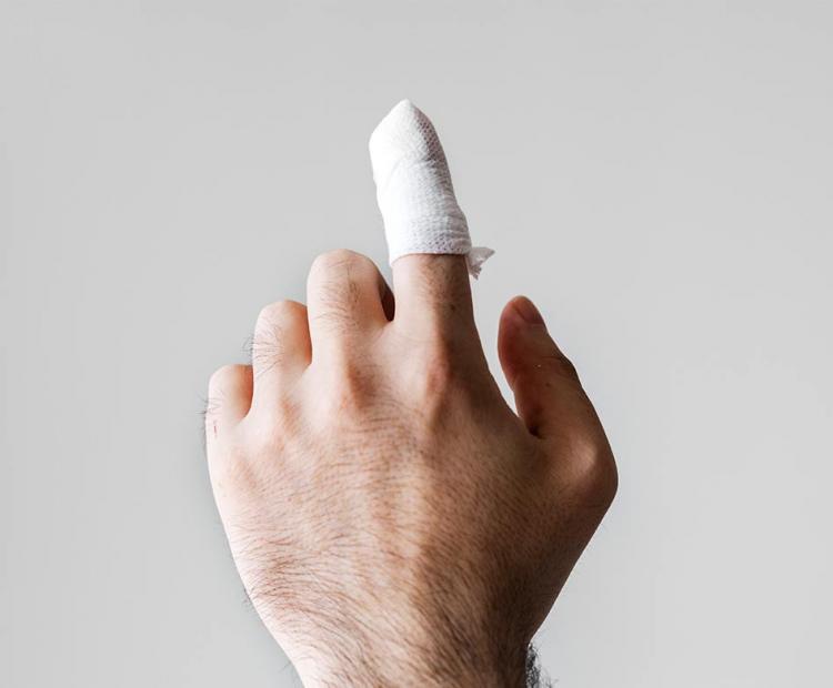 Man with an injured finger
