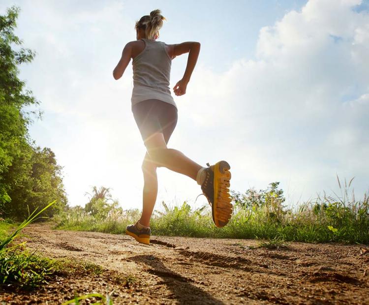 Woman running in the heat