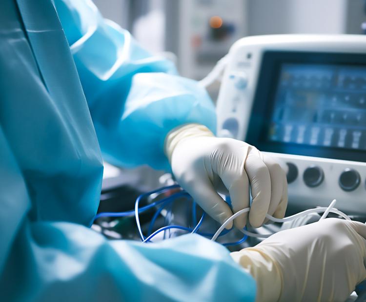 Doctor administering rfa radiofrequency ablation