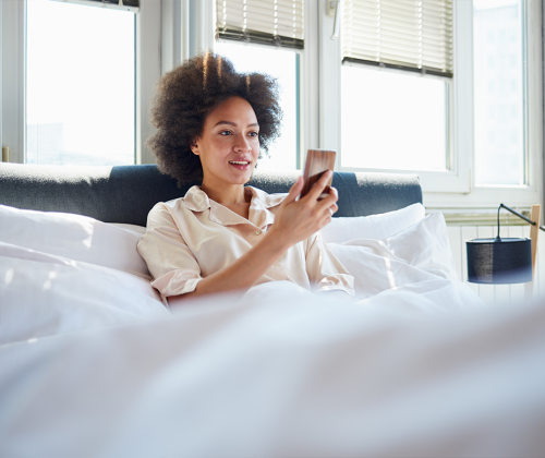 Woman video chatting on phone