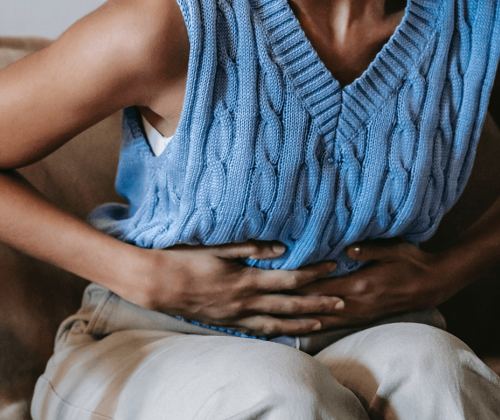 Woman with stomach pain