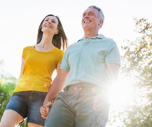 Senior couple enjoying the sunshine