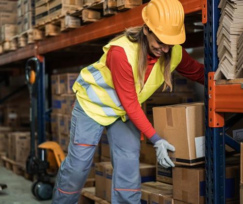 Woman working in warehouse