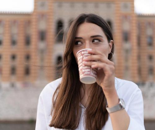 Woman drinking coffee