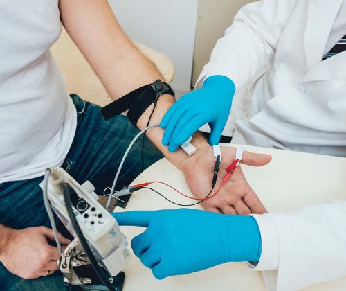 Man receiving Electrodiagnostic testing