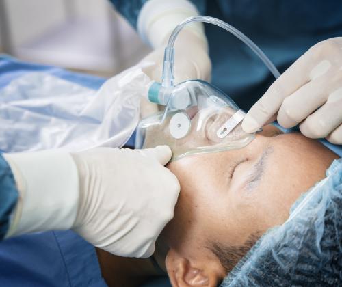 Patient being put under anesthesia before a procedure. 