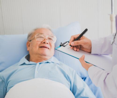 Elderly patient with a doctor.