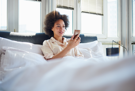 Woman video chatting on phone