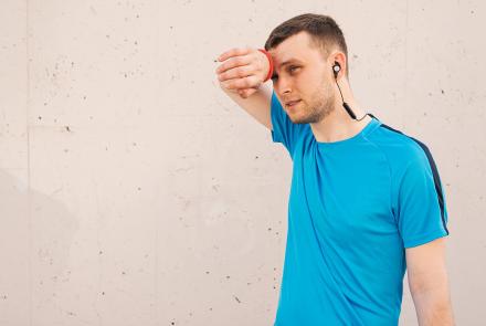 Man sweating after outdoor workout