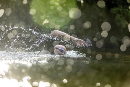Image of many swimming without restrictions.