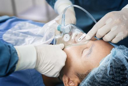 Patient being put under anesthesia before a procedure. 