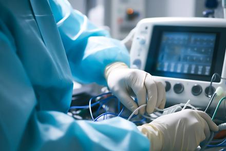 Doctor administering rfa radiofrequency ablation
